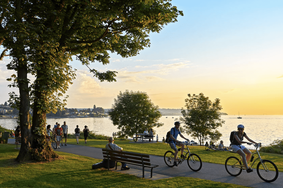 People enjoying a park